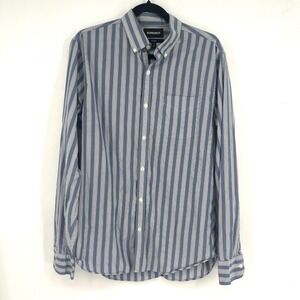 BONOBOS Mens Long Fit Blue White Stripe Button Down Shirt Long Sleeve Size M